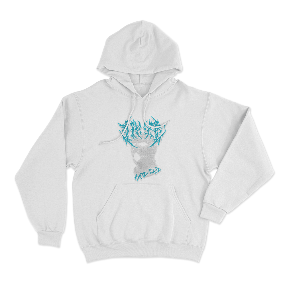 Hate Raid Balaclava Unisex Hoodie White Hate Raid Balaclava Unisex Hoodie White