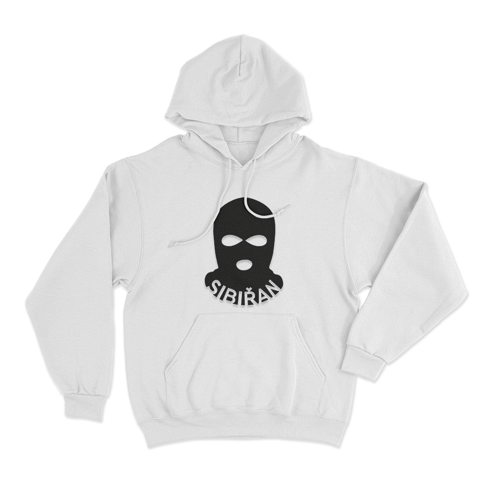 Sibiřan Balaclava Logo Unisex Hoodie White Sibiran Balaclava Logo Unisex Hoodie White